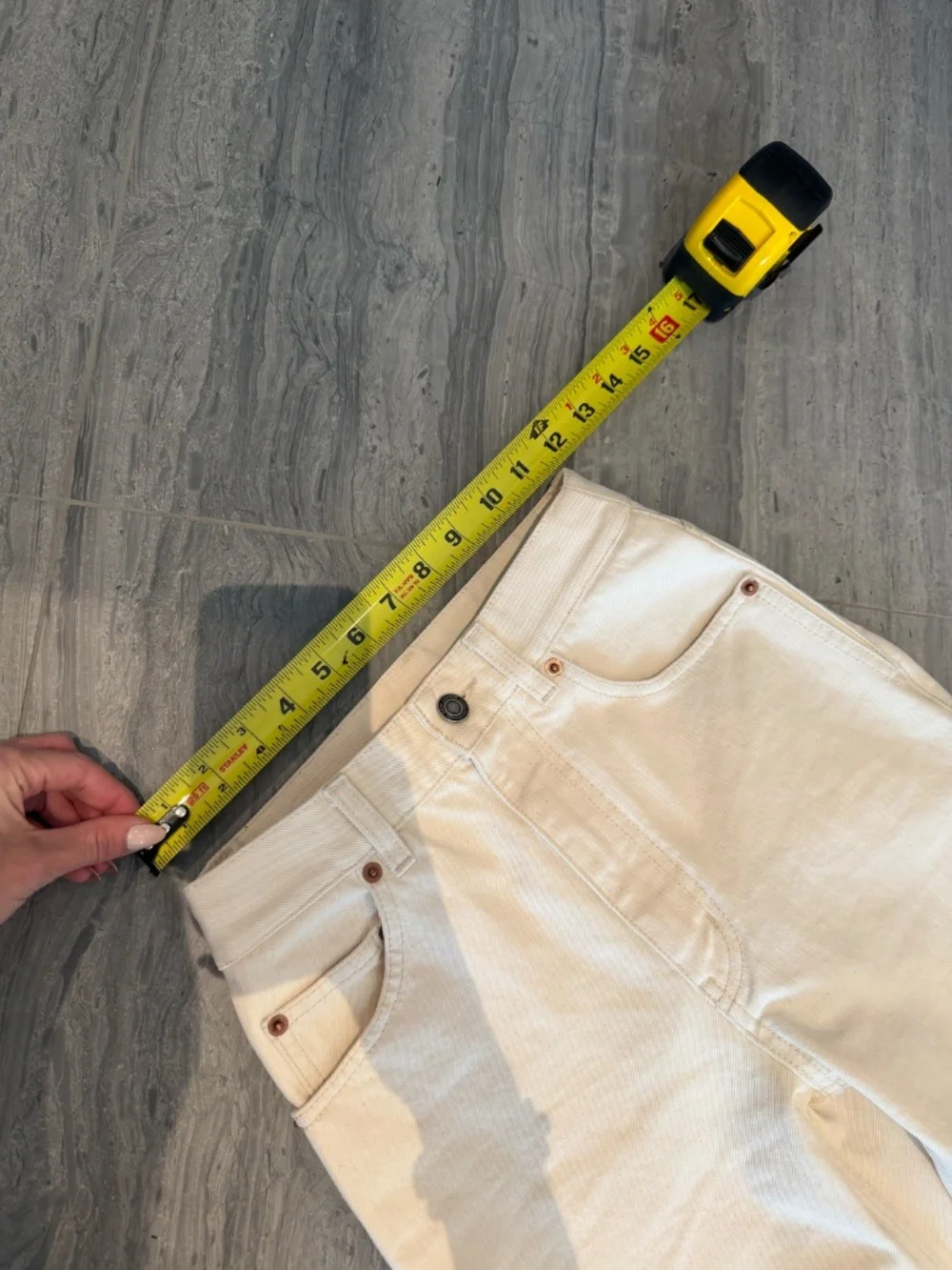 Saint Lauren Current Season Size 24 Jeans Cream